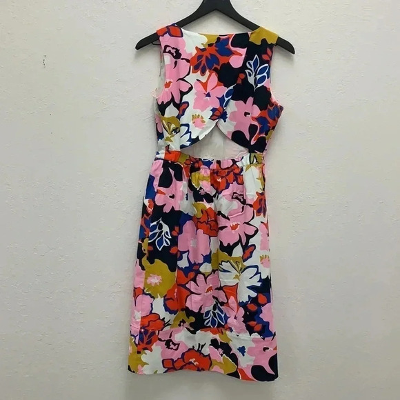 Anthropologie Whit Two Petalprint Cross-Back Dress Multi Tiki Floral Size 4 - Picture 7 of 10